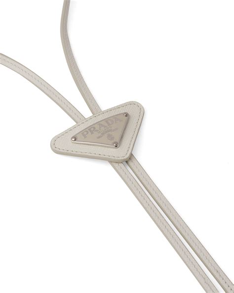 White Saffiano Leather Bolo Tie 